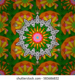 Seamless pattern with abstract ornament. Seamless pattern with Mandalas. Vector ornaments, background.