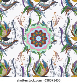 Seamless pattern with abstract ornament. Seamless pattern with Mandalas. Vector ornaments, background.