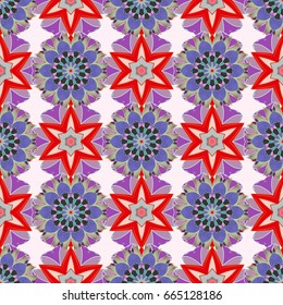 Seamless pattern with abstract ornament. Seamless pattern with Mandalas. Vector ornaments, background.