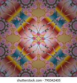 Seamless pattern with abstract ornament. Seamless pattern with Mandalas. Vector ornaments, background.