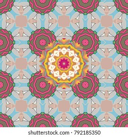 Seamless pattern with abstract ornament. Seamless pattern with Mandalas. Vector ornaments, background.