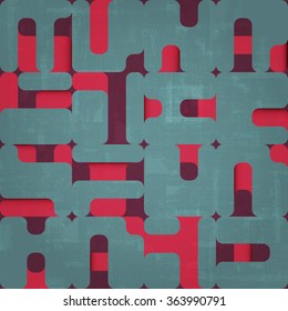 seamless pattern with abstract ornament over old, grunge paper texture. vector fashion, geometric background design