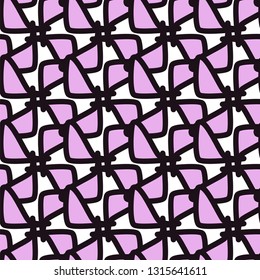 Seamless pattern with abstract ornament. In pink and black colors. Vector.
