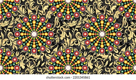 seamless pattern with abstract ornament. Round mandala pattern for printing on fabric or paper. Ornamental doodle background.