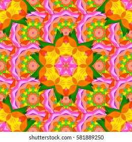 Seamless pattern with abstract ornament. Vector Hand drawn zentangle floral background.