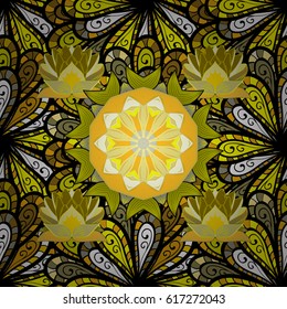 Seamless pattern with abstract ornament. Vector Hand drawn zentangle floral background.