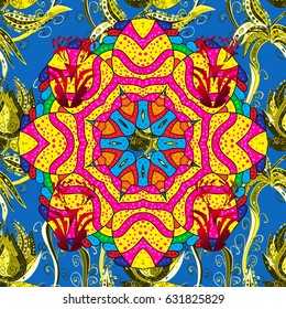 Seamless pattern with abstract ornament. Vector Hand drawn zentangle floral background.