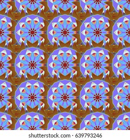 Seamless pattern with abstract ornament. Vector Hand drawn zentangle floral blue background.