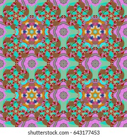 Seamless pattern with abstract ornament. Vector Hand drawn zentangle floral background.