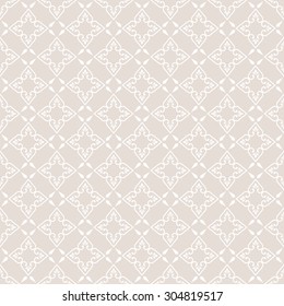 Seamless pattern. Abstract ornamental background. Gentle pastel texture with regularly repeating geometrical, shapes, hearts, rhombuses. Vector element of graphic design