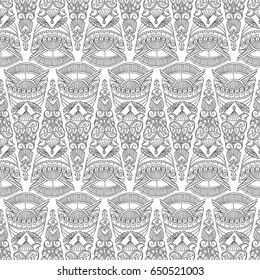 Seamless pattern - abstract ornamental triangles. Black and white background