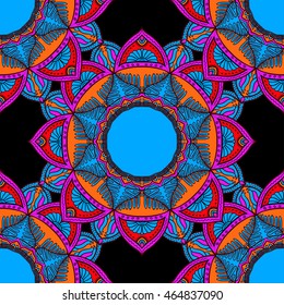 Seamless pattern with abstract ornaments. Vector illustration. 