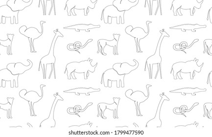 Zoo Animals Doodle Line Art Illustration Stock Vector (Royalty Free ...