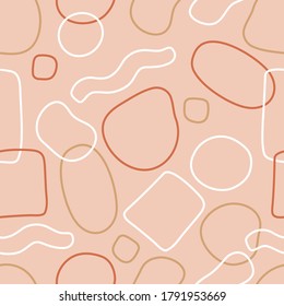 Seamless pattern of abstract outline geometric shapes on pink background. Perfect for textile, fabric prints and scrapbooking.