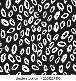 Seamless Pattern With Abstract Oval Geometric Shapes Sketches Vector Drawing Print For Fabric, Cover, Packaging, Paper. Textile, Wallpaper.