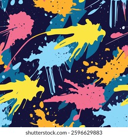 Seamless pattern with abstract paint splashes