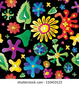 seamless pattern of abstract painted flowers