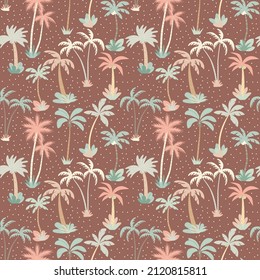 Seamless pattern with abstract palm trees