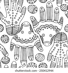 Seamless pattern abstract with palm. White and black 8