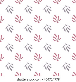 Seamless pattern with abstract pastel colored leaves on white background/ Vintage background/ Hand drawn vector illustration