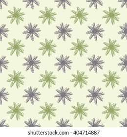 Seamless pattern with abstract pastel colored flowers/ Vintage background/ Hand drawn vector illustration