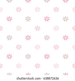 Seamless Pattern of Abstract Pastel Flowers on White Background