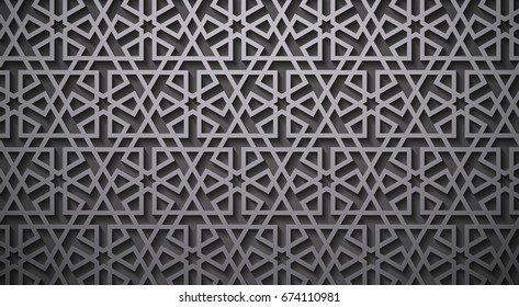 Seamless Pattern Abstract Patchwork With Geometric Ornament In Vintage Asian Style Vector Illustration