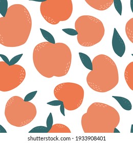 seamless pattern with abstract peaches and leaves for tropic textile and fabric prints, wallpaper, wrapping paper, backgrounds, scrapbooking, stationery, etc. EPS 10