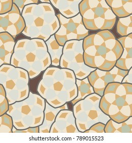 Seamless pattern of abstract pentagonal flowers.