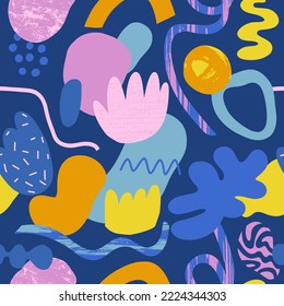 Seamless pattern with abstract pieces. Modern. Vector Hand drawn background for design and card, covers, package, wrapping paper.