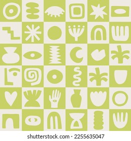 Seamless pattern with abstract pieces. Modern. Vector Hand drawn background for design and card, covers, package, wrapping paper.