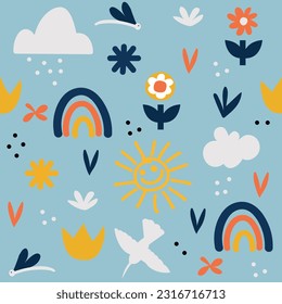 Seamless pattern abstract pieces spring vector