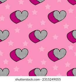 Seamless pattern. Abstract pink background with hearts. Abstract pink background with little hearts. Decoration banner themed Lol surprise doll girlish style