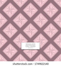seamless pattern with abstract pink flower object. Decorative background design vector illustration