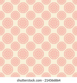 Seamless pattern with abstract pink flowers on white background. Vector illustration for cute feminine design.