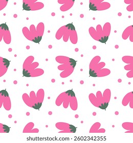 seamless pattern with abstract pink flowers 
