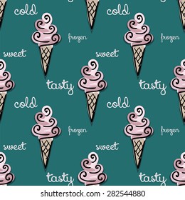 seamless pattern with abstract pink ice cream