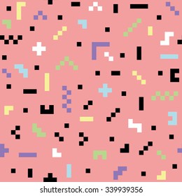Seamless Pattern With Abstract Pixel Art Doodles 2