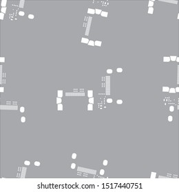 Seamless pattern with abstract placement of solder mask for components (IC CHIP). white for solder paste PCB components on grey background