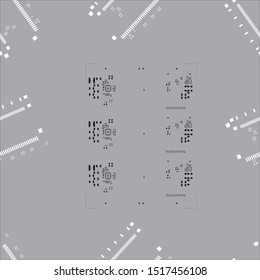 Seamless pattern with abstract placement of solder mask for components (IC CHIP). black and white for solder paste PCB components on grey background