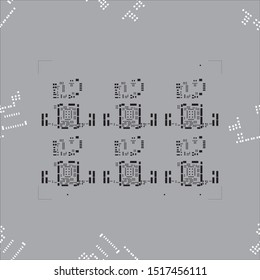 Seamless pattern with abstract placement of solder mask for components (IC CHIP). black and white for solder paste PCB components on grey background