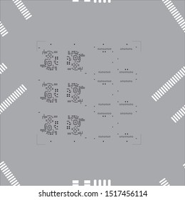 Seamless pattern with abstract placement of solder mask for components (IC CHIP). black and white for solder paste PCB components on grey background