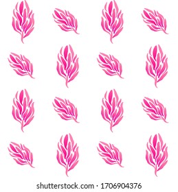 Seamless pattern with abstract plant. Vector hand drawn background with exotic leaves. Isolated on white background.