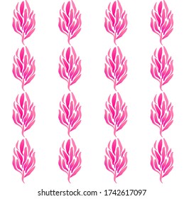 Seamless pattern with abstract plant. Vector hand drawn background with exotic leaves. Isolated on white background.