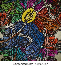 Seamless pattern of abstract plant in vintage style