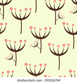 Seamless pattern, with abstract plants. Endless backdrop texture. Can be used for wallpaper, pattern fills, web page background, surface textures. Easy to edit. Vector illustration - EPS10.