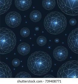 Seamless pattern. Abstract polygonal balls.