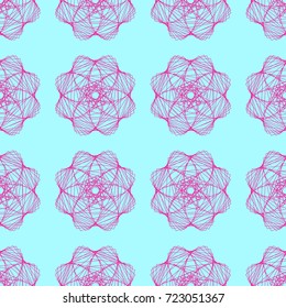Seamless pattern of abstract polygonal broken pink lines of figures on blue background vector illustration