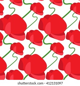 Seamless pattern of abstract poppy. Vector illustration