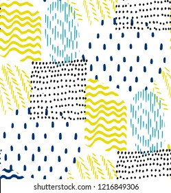  seamless pattern abstract printed pencil doodle and brush strokes
